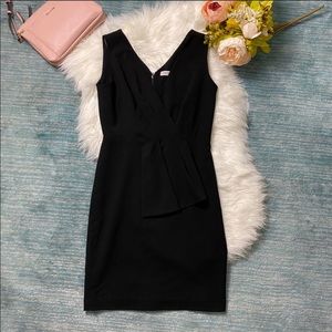 Calvin Klein Black V Neck Ruffle Front Dress